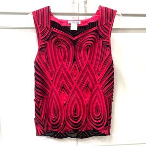 Size 12 Elegant Red Geometric Top by Alexandra Rosati 100% Cotton